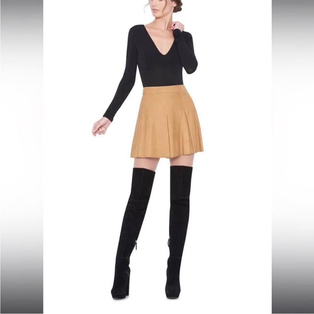 Alice and Olivia Suede Mini Pleated Skirt